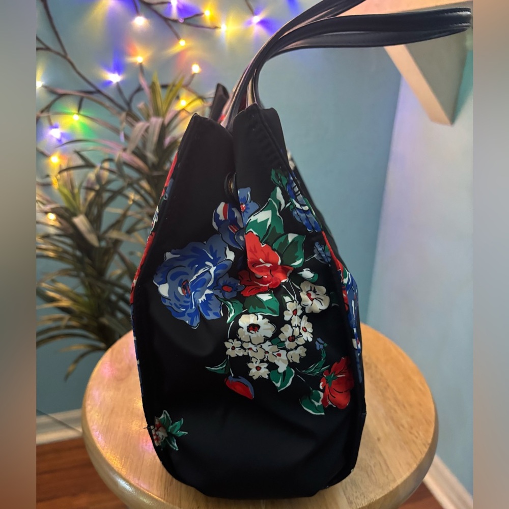 Tory Burch Medium Ella Black Floral Tote Bag - Picture 4 of 8
